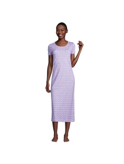 Petite Lands' End Supima Cotton Short Sleeve Midcalf Nightgown