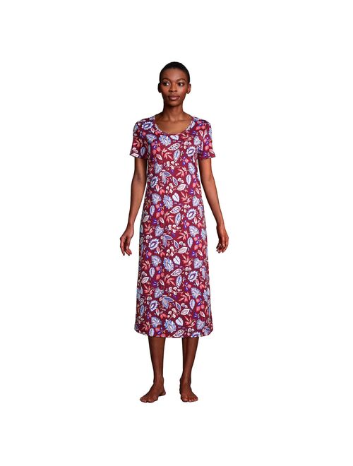 Petite Lands' End Supima Cotton Short Sleeve Midcalf Nightgown