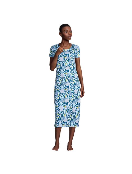 Petite Lands' End Supima Cotton Short Sleeve Midcalf Nightgown