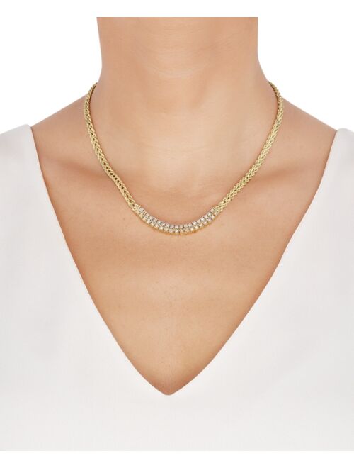 MACY'S Diamond 17" Statement Necklace (1/5 ct. t.w.) in 14k Gold-Plated Sterling Silver