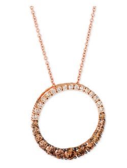 Le Vian Chocolate Diamond Ombre Circle 18" Adjustable Pendant Necklace (1-1/5 ct. t.w.) in 14k Rose Gold, 14k White Gold or 14k Yellow Gold