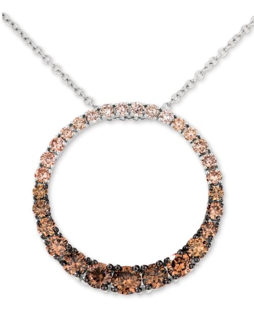 Le Vian Chocolate Diamond Ombre Circle 18" Adjustable Pendant Necklace (1-1/5 ct. t.w.) in 14k Rose Gold, 14k White Gold or 14k Yellow Gold