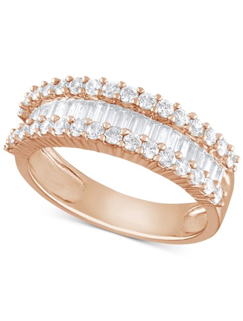 MACY'S Diamond Baguette Cluster Band (1 ct. t.w.) in 14k White, Yellow or Rose Gold