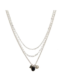 LC Lauren Conrad 3-Row Simulated Stone & Charms Layered Necklace