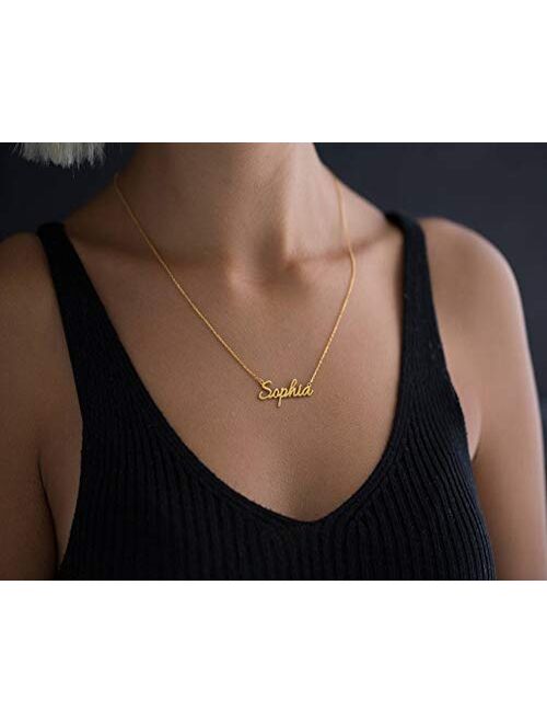 TinyName Custom Name Necklace Personalized 18K Gold Plated Nameplate Customized Jewelry Gift for Women