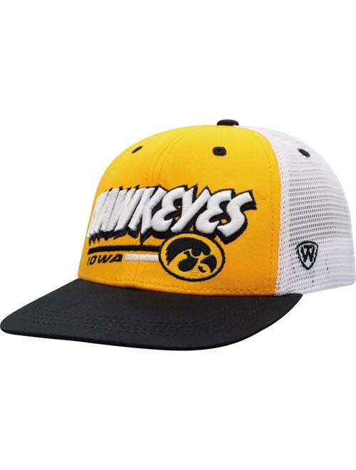 TOP OF THE WORLD Youth Boys Gold, Black Iowa Hawkeyes Century Snapback Hat