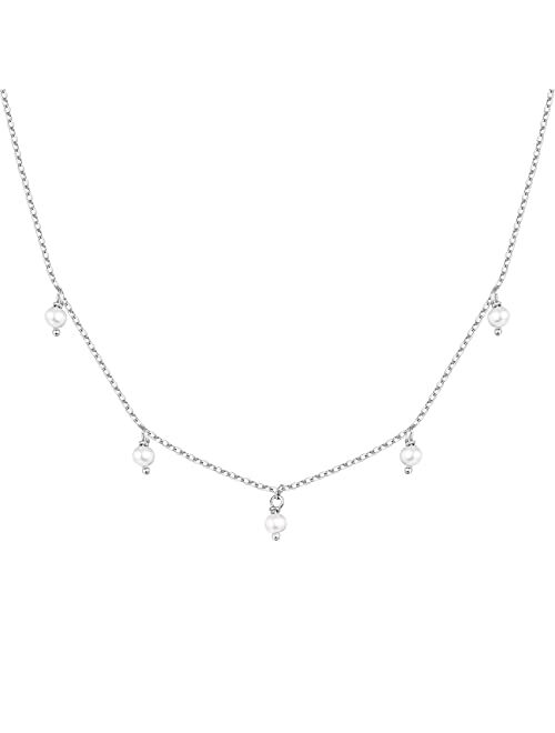 PAVOI 14K White Gold Plated Station Necklace | Simulated Diamond BTY Necklace | Womens CZ Chain Necklace | Layering Necklaces