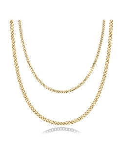 14K Gold Plated Dainty Layering Necklaces for Women | Snake Chain, Curb Link, Paperclip Layered Chains