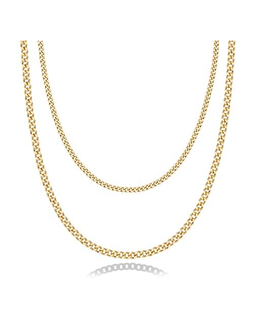 PAVOI 14K Gold Plated Dainty Layering Necklaces for Women | Snake Chain, Curb Link, Paperclip Layered Chains