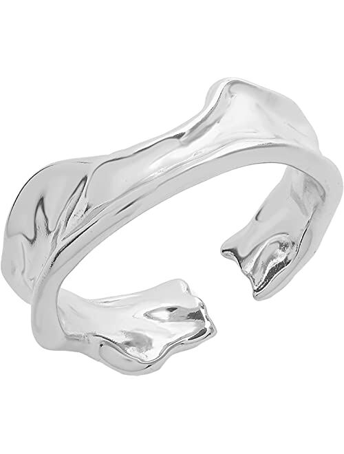 Sterling Forever Sterling Silver Hammered Open Band Ring