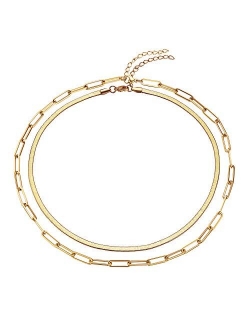 Ldurian Dainty Circle Karma Choker Necklace 14K Real Gold Plated Delicate Circle Necklace for Women