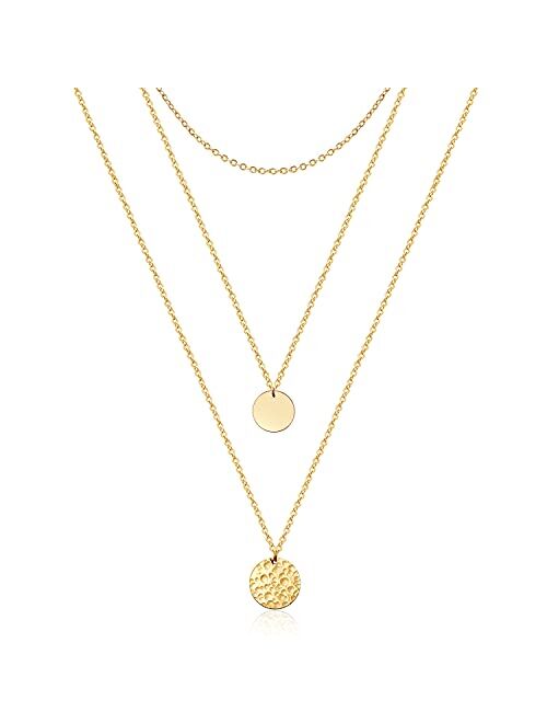 Ldurian Dainty Circle Karma Choker Necklace 14K Real Gold Plated Delicate Circle Necklace for Women