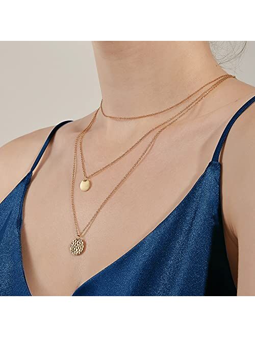 Ldurian Dainty Circle Karma Choker Necklace 14K Real Gold Plated Delicate Circle Necklace for Women