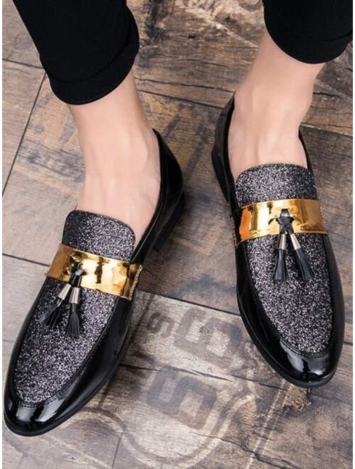 Shein Men Tassel Decor Glitter Loafers