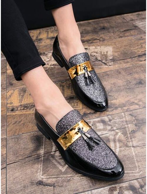 Shein Men Tassel Decor Glitter Loafers