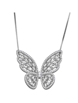 Designs by Gioelli Sterling Silver Cubic Zirconia Butterfly Necklace