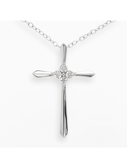 Sterling Silver Diamond Accent Cross Pendant