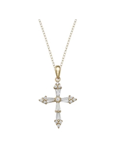 PRIMROSE Sterling Silver Cubic Zirconia Cross Pendant Necklace