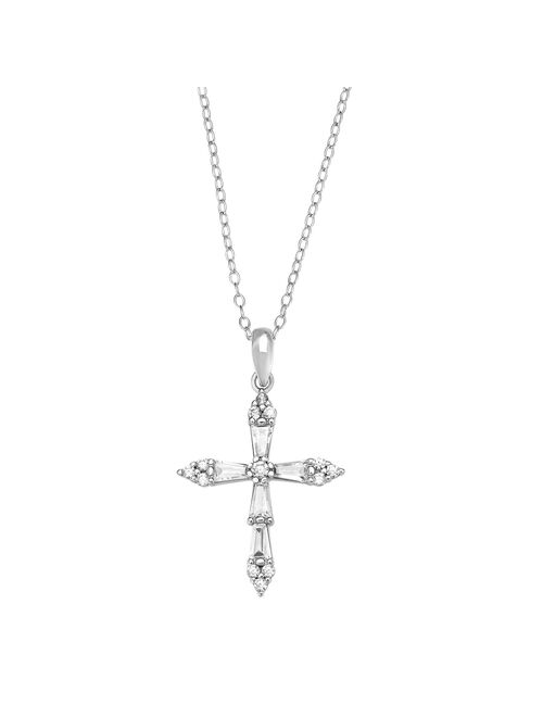 PRIMROSE Sterling Silver Cubic Zirconia Cross Pendant Necklace