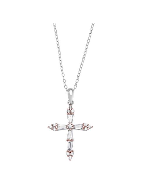 PRIMROSE Sterling Silver Cubic Zirconia Cross Pendant Necklace