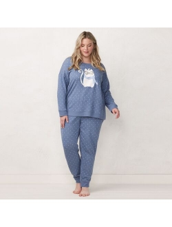 Plus Size LC Lauren Conrad Cozy Long Sleeve Pajama Top & Pajama Pants Set