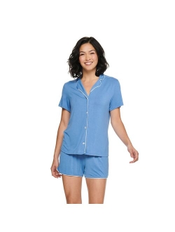 Truly Soft Short Sleeve Pajama Shirt & Pajama Shorts Sleep Set