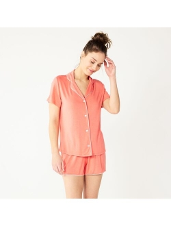 Truly Soft Short Sleeve Pajama Shirt & Pajama Shorts Sleep Set