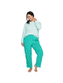 Plus Size Sonoma Goods For Life Long Sleeve Pajama Top & Microfleece Pajama Pants Set