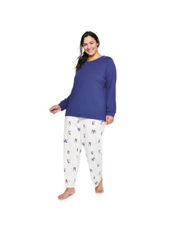 Plus Size Sonoma Goods For Life Long Sleeve Pajama Top & Microfleece Pajama Pants Set