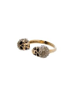 crystal-embellished skulls ring