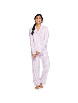 Velour Long Sleeve Pajama Shirt & Pajama Pants Sleep Set