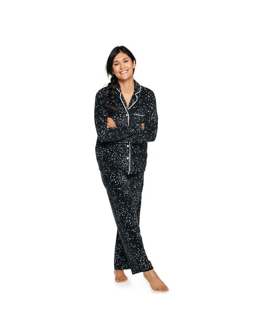 Women's Sonoma Goods For Life® Velour Long Sleeve Pajama Shirt & Pajama Pants Sleep Set