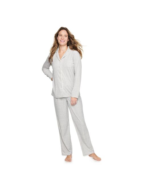 Women's Sonoma Goods For Life® Velour Long Sleeve Pajama Shirt & Pajama Pants Sleep Set