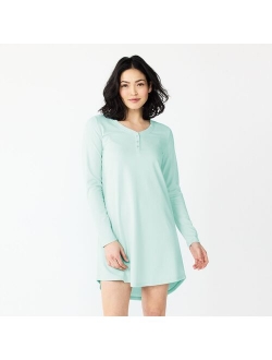 Knit Henley Long Sleeve Sleepshirt