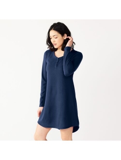 Knit Henley Long Sleeve Sleepshirt