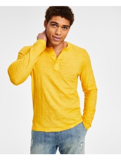 Men's Long-Sleeve Washed Henley, Created for Macy's