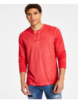 Men's Long-Sleeve Washed Henley, Created for Macy's