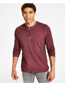 Men's Long-Sleeve Washed Henley, Created for Macy's