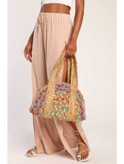 Braids and Shades Beige and Multi Woven Straw Shoulder Bag