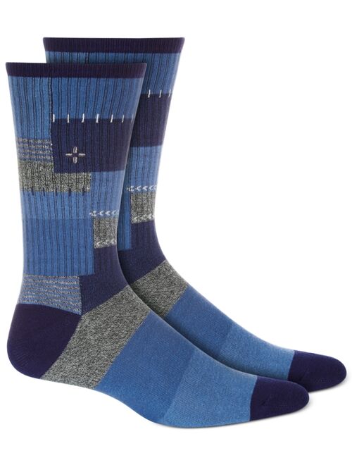 SUN + STONE Men's Patchwork Crew Socks