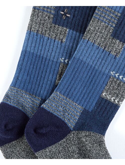 SUN + STONE Men's Patchwork Crew Socks