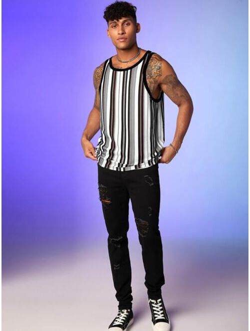 SHEIN Men Striped Tank Top