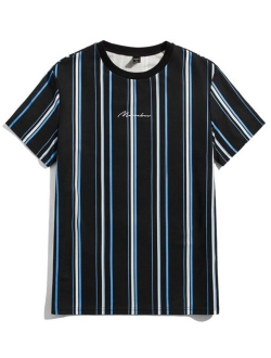 Men Letter Graphic Striped Tee