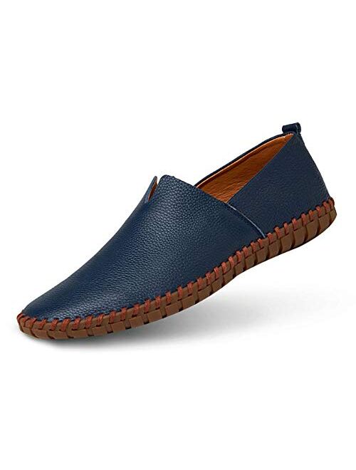 Mitvr Men's Genuine Leather Loafer Shoes Slip On Soft Walking Driving Shoes