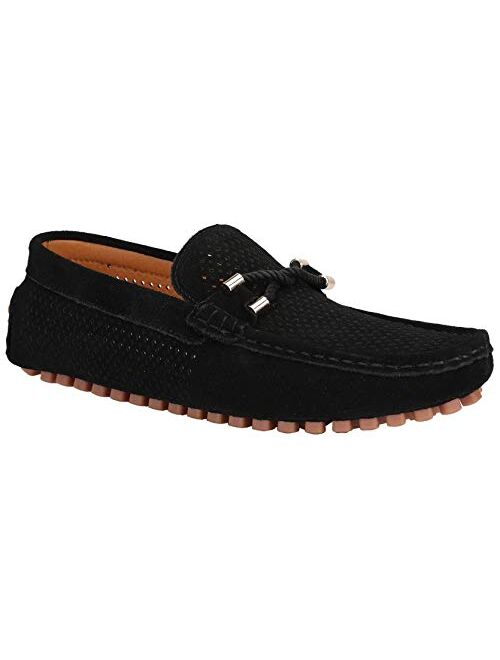 JIONS Mens Driving Penny Loafers Suede Moccasins Slip On Casual Dress Boat Shoes