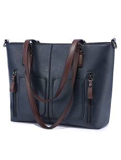 Large Shoulder Bag for Women Faux Leather Purse Work Bags with Multi-Pockets Designer Handbag