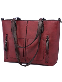 Large Shoulder Bag for Women Faux Leather Purse Work Bags with Multi-Pockets Designer Handbag