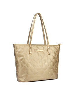 Quilted Handbag for Women Leather Tote Purse Shoulder Bag Large Fashion Satchel Hobo Purse