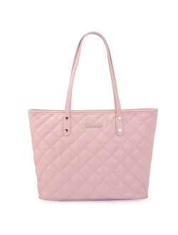 Quilted Handbag for Women Leather Tote Purse Shoulder Bag Large Fashion Satchel Hobo Purse