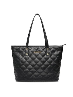 Quilted Handbag for Women Leather Tote Purse Shoulder Bag Large Fashion Satchel Hobo Purse